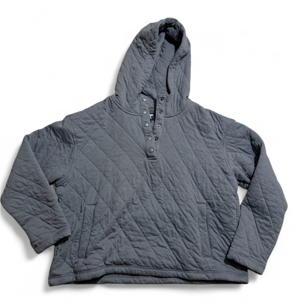 Lands' End Quilted‎ Hooded Pullover Jacket - Gray